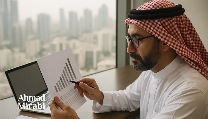 بررسی نمودار توسط مرد عرب