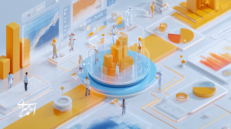 تصویر مفهومی از رشد برند با هوش مصنوعی؛ داشبوردهای منسوب‌سازی چندلمسی، بخش‌بندی مشتری، تحلیل احساسات و پیش‌بینی تقاضا با تیم بازاریابی و فروش