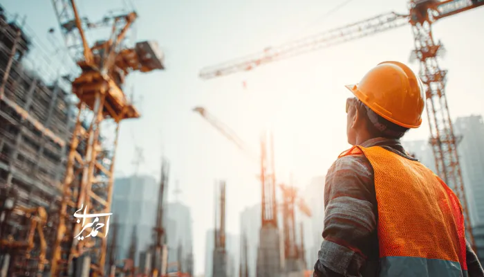 مهندس ساختمان و یک جرثقیل