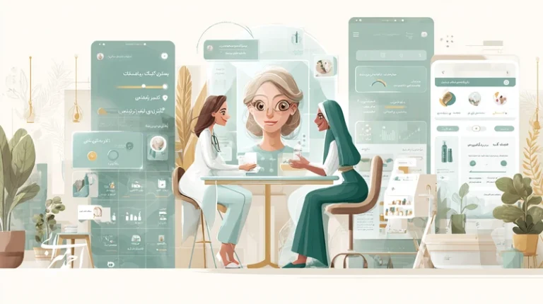 تصویر مفهومی هوش مصنوعی در سلامت و برندینگ: شخصی‌سازی امن، حاکمیت داده، چت‌بات آموزشی و سنجه‌های ROI برای بازار ایران.