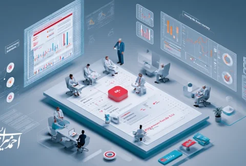 تصویر مفهومی مدیریت ریسک در سرمایه‌گذاری هوش مصنوعی با ماتریس احتمال/اثر، داشبورد Observability، کلید توقف و قرارداد SLA، مناسب بازار ایران