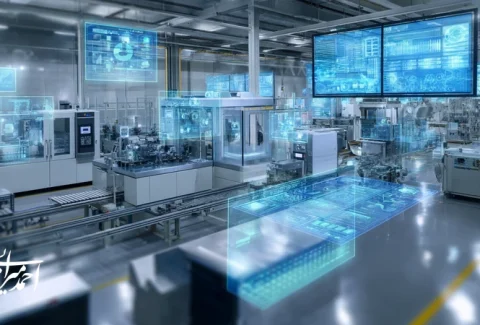 خط تولید صنعتی با ترکیب انسان و ربات، داشبوردهای هوش مصنوعی برای کیفیت، نگهداشت پیش‌بینانه و برنامه‌ریزی تولید در کارخانه؛ تحول تولید با هوش مصنوعی