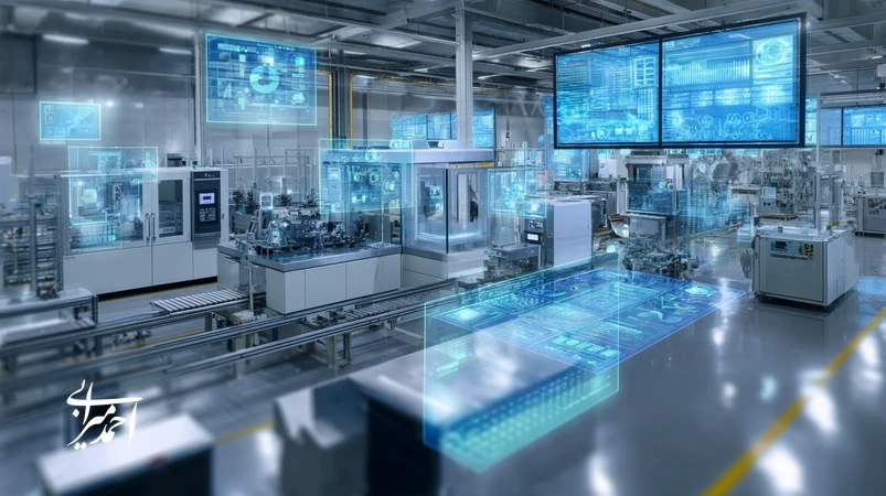 خط تولید صنعتی با ترکیب انسان و ربات، داشبوردهای هوش مصنوعی برای کیفیت، نگهداشت پیش‌بینانه و برنامه‌ریزی تولید در کارخانه؛ تحول تولید با هوش مصنوعی