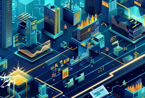 تصویر شاخص استارتاپ‌های موفق هوش مصنوعی در ایران؛ تبدیل داده خام به ارزش و درآمد پایدار با نمودار رشد و تیم استارتاپی در پس‌زمینه تهران