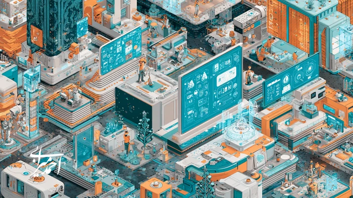 تصویر مفهومی ترندهای هوش مصنوعی ۲۰۲۵ در ایران؛ Agentic AI، Edge AI، داده‌سازی مصنوعی و بهینه‌سازی هزینه GPU در بازآفرینی مدل‌های کسب‌وکار.