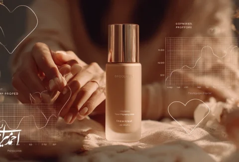 تصویر تبلیغات احساسی در برندهای زیبایی با تمرکز بر اعتماد، امید، تعلق و خودبیانگری و نمایش چارچوب Insight–Promise–Proof–Payoff برای افزایش فروش