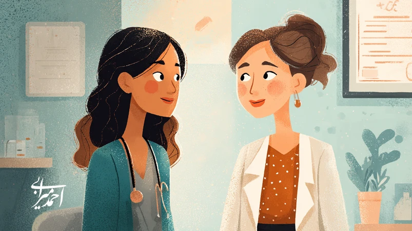 تصویر مفهومی تبلیغات احساسی در حوزه سلامت و زیبایی با تأکید بر اعتماد مشتری، همدلی پزشک و بیمار و نمایش مدارک معتبر برند