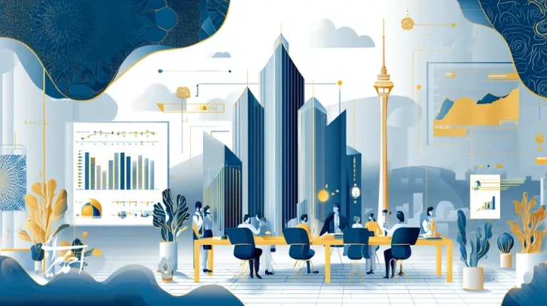 تصویر مفهومی از سرمایه‌گذاری خطرپذیر در ایران با نمایش اکوسیستم VC و CVC، نمودارهای IRR، TVPI و DPI و همکاری سرمایه‌گذاران و استارتاپ‌ها