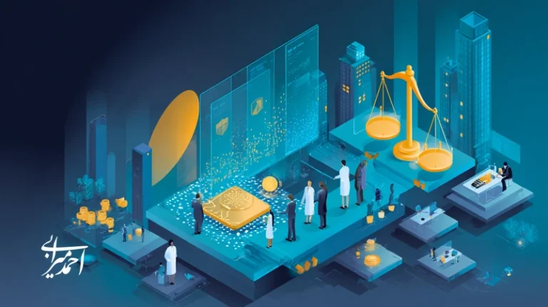 داشبورد مدیریت ریسک سرمایه‌گذاری هوش مصنوعی با تمرکز بر حاکمیت داده، ریسک مقرراتی و شهرت برند؛ تیم سرمایه‌گذاران در حال ارزیابی شاخص‌های عملکرد