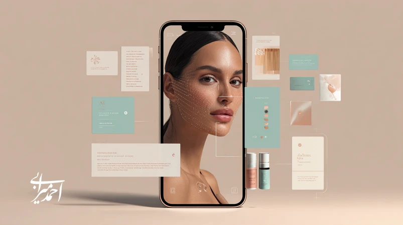 تصویر هوش مصنوعی در تشخیص پوست و پیشنهاد محصول شخصیسازیشده برای تجربه خرید زیبایی؛ تحلیل بافت، چربی و لک با اپ موبایل و کارتهای توصیه محصول