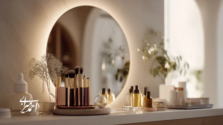 تصویر صیقل آینه برای رشد فردی در صنعت زیبایی و تبدیل مهارت فنی به شخصیت برند با نمادهای تخصص، ارتباط، اعتماد و استمرار