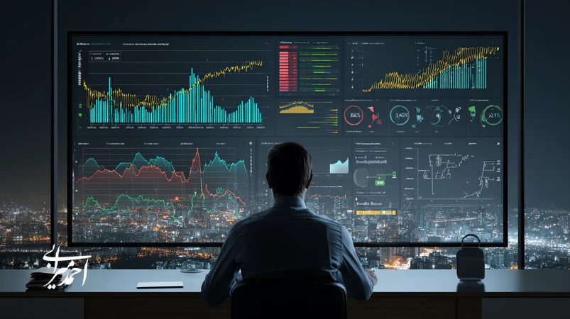 تصویر تحلیل رفتاری در سرمایه‌گذاری با مدیر ایرانی در حال بررسی داشبورد ریسک؛ نمایش سوگیری شناختی، توقف زیان و سناریونویسی برای کنترل پرتفوی.