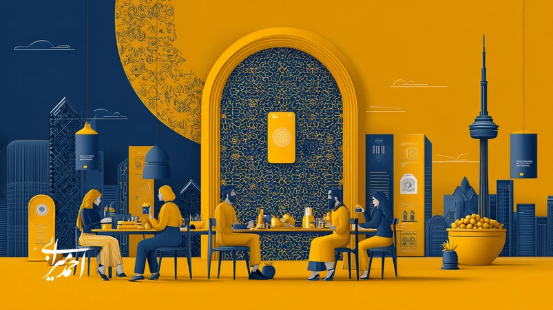 تصویری مفهومی از تبدیل کمپین تبلیغاتی به فرهنگ برند ماندگار با تکرار کدهای بصری، رنگ سازمانی و نماد مرکزی در رسانههای مختلف در بازار ایران