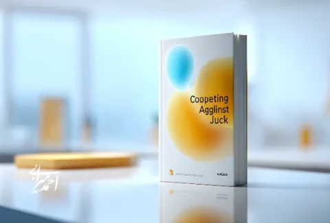 «تصویر مفهومی از کتاب نظریه کارها در یک فضای کاری مدرن و مینیمال، با رنگ‌های آبی و زرد و نورپردازی نرم که ایده نظریه Jobs To Be Done را القا می‌کند.»