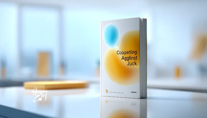 «تصویر مفهومی از کتاب نظریه کارها در یک فضای کاری مدرن و مینیمال، با رنگهای آبی و زرد و نورپردازی نرم که ایده نظریه Jobs To Be Done را القا میکند.»