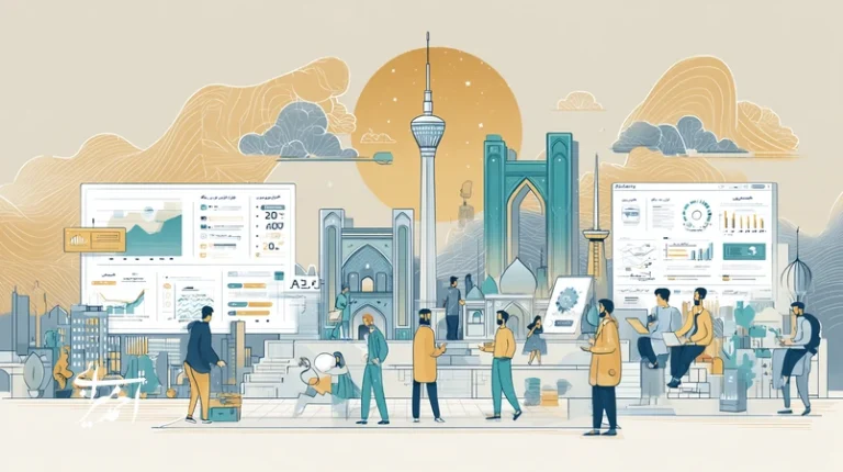 تصویر مفهومی سرمایه‌گذاری در خدمات دیجیتال در ایران با تمرکز بر مدل‌های درآمدی، API، SaaS و هوش‌مصنوعی و مسیر ارزش‌آفرینی پایدار