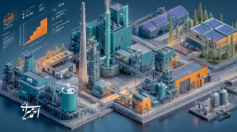 کارخانه صنعتی ایرانی با نوآوری سبز؛ بازیافت حرارت کوره، مدیریت آب، پنل خورشیدی و داشبورد KPI برای برندسازی صنعتی پایدار