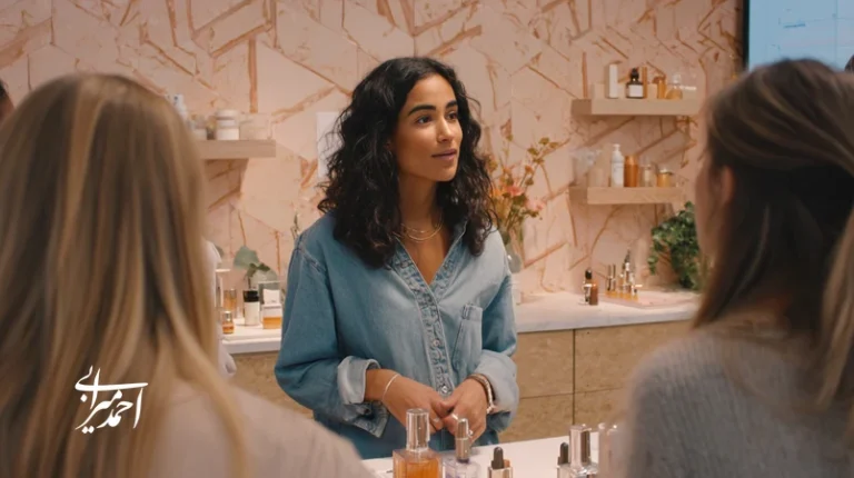 رهبر الهام‌بخش در صنعت زیبایی در کنار تیمی متنوع، برد OKR و نمونه‌های محصول؛ نماد اصالت در مدیریت و نوآوریِ نظم‌دار