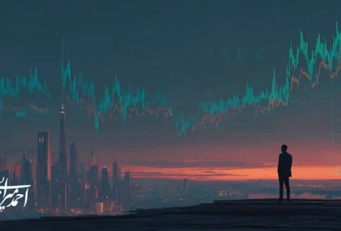 تصویر مفهومی سرمایه‌گذاری در دوران نوسان با نمودارهای پرنوسان، قطب‌نما و مدیر در حال تصمیم‌گیری؛ مدیریت ریسک و تحلیل فرصت سرمایه‌گذاری در ایران.