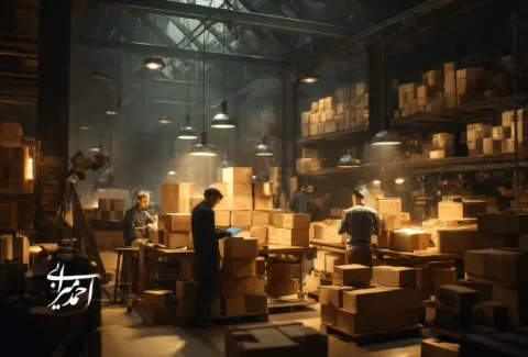 تیم انبار و لجستیک در حال ثبت و مدیریت بسته‌ها؛ اهمیت ستاره شمالی فروش (NSP) در مدیریت گردش کالا، کاهش خطا و هماهنگی عملیات.