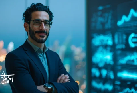 مدیریت ریسک در فناوری‌های نو و عبور از نوسانات بازار هوش مصنوعی؛ رهبر کسب‌وکار ایرانی در حال بررسی داشبورد ریسک و سناریوهای AI