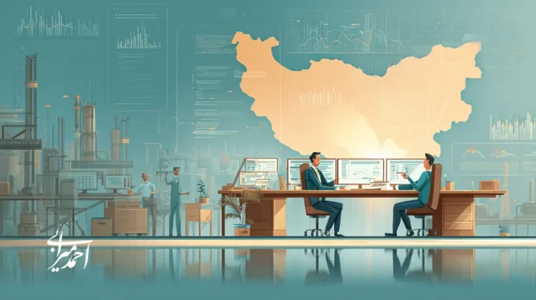 تصویر راهبردی سرمایه‌گذاری در SMEهای ایران با نمایش داشبوردهای داده‌محور، کارخانه کوچک و مربی سرمایه‌گذار در حال تحلیل فرصت‌های رشد