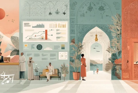 تصویر مفهومی رشد برندهای گردشگری با تمرکز بر طراحی تجربهٔ مسافر، تحلیل داده و نوآوری خدمات در بستر ایران