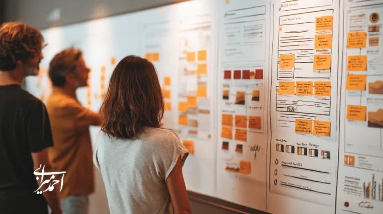 تصویر تیم گردشگری ایرانی در حال هم‌آفرینی و طراحی ماژولار خدمات با تمرکز بر نمونه‌سازی سریع، پایلوت ۲هفته‌ای و سنجش ROI در نوآوری خدمات گردشگری