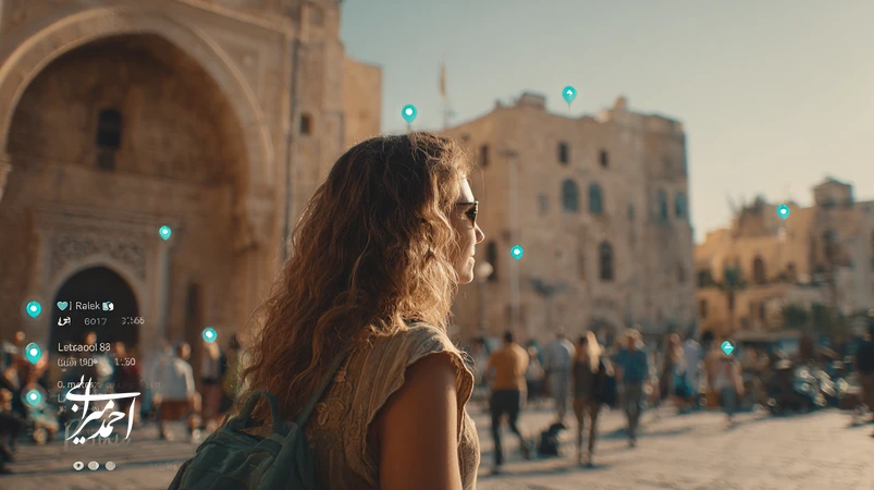 مسافر در حال ثبت تجربه واقعی از یک مقصد گردشگری ایران با نمایش محتوای کاربرمحور، هشتگ مقصد و نشانه‌های اعتماد برای برندسازی مقصد