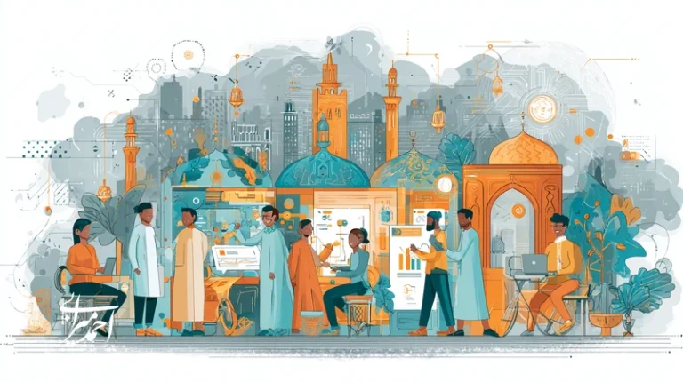 تصویر مفهومی از SMEهای تحول‌گرا در بازار محلی ایران با نمایش کارآفرینان، نمودارهای رشد و فرصت‌های سرمایه‌گذاری برای توسعه پایدار