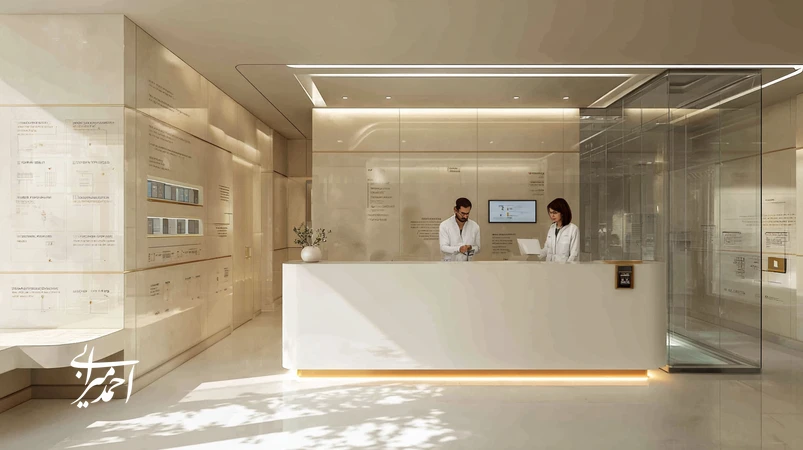 تصویر بازاریابی مبتنی بر اعتماد در صنعت زیبایی؛ کلینیک مدرن ایرانی با نمایش محتوای آموزشی و گفتوگوی مشاور برای فروش نرم و برندسازی پایدار