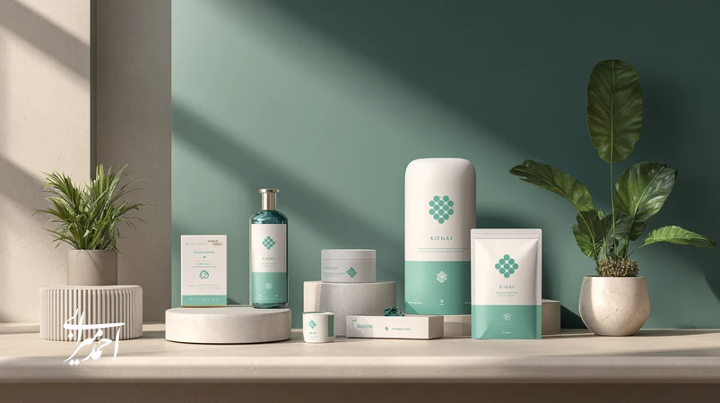 تصویر مفهومی اعتماد در برندهای سلامت و زیبایی با عناصر شفافیت، گواهینامه، امتیاز مشتریان و داشبورد داده برای تقویت برند