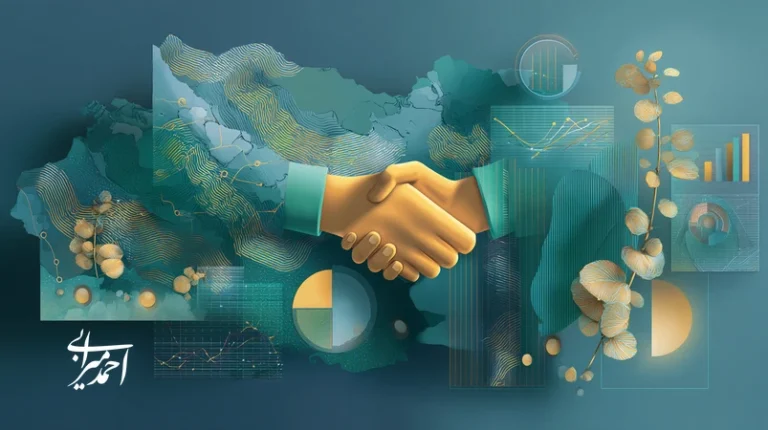 تصویر مفهومی از VC در ایران با تمرکز بر نوآوری پایدار و هوش مصنوعی؛ نقشه ایران با خطوط مدار، نمودارهای داده و همکاری سرمایه‌گذار و استارتاپ.