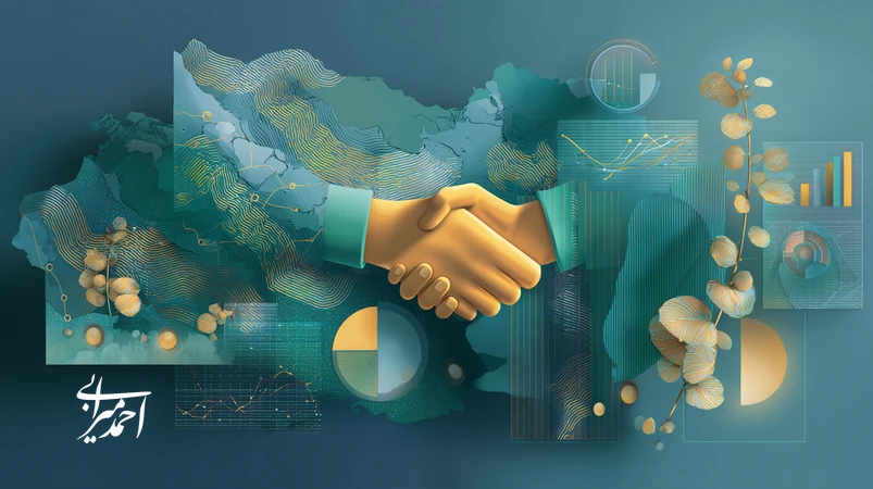 تصویر مفهومی از VC در ایران با تمرکز بر نوآوری پایدار و هوش مصنوعی؛ نقشه ایران با خطوط مدار، نمودارهای داده و همکاری سرمایه‌گذار و استارتاپ.