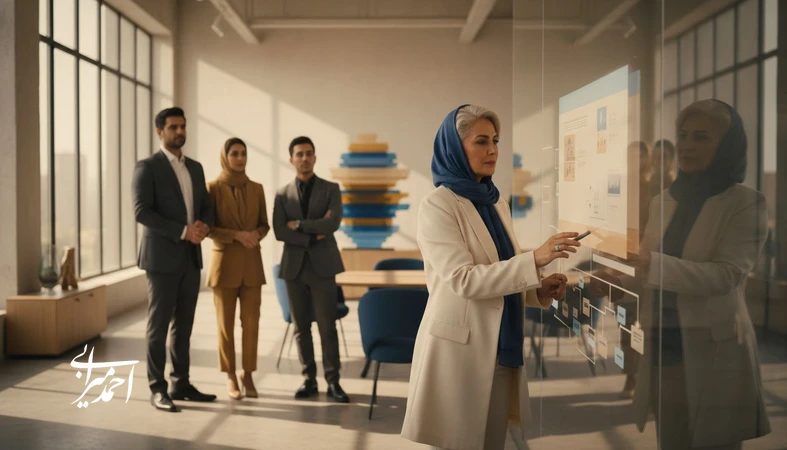 جلسه مدیریتی برای هماهنگ‌سازی تصمیم‌ها و فرایندها با تجربه مشتری؛ تصویری مفهومی از شکل‌گیری برند با انسجام تصمیم‌ها