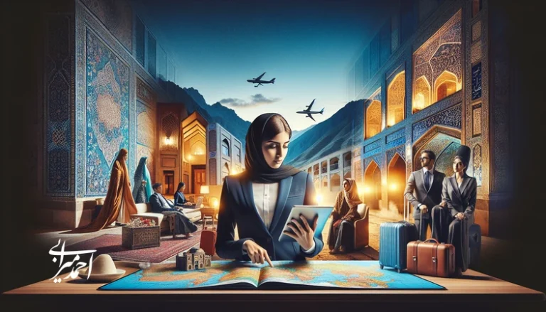 تصویر مفهومی از برندسازی مقصد گردشگری ایران و مدیریت تجربه مسافر از لوکیشن تا اقامت و خدمات