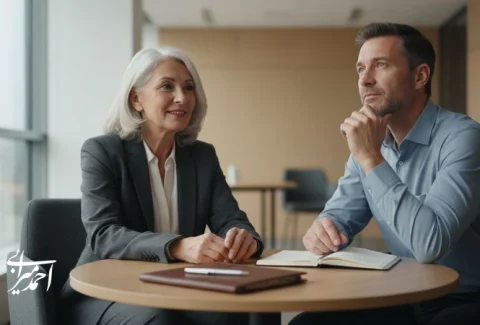 گفت وگوی کوچینگ مدیران در جلسه حرفه ای برای اصلاح رفتارهای روزانه و بهبود رهبری