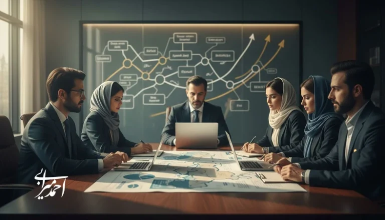 جلسه تصمیم‌گیری مدیران برای رشد سریع کسب‌وکار و توسعه بازار با تمرکز بر استراتژی‌های مقیاس‌پذیر
