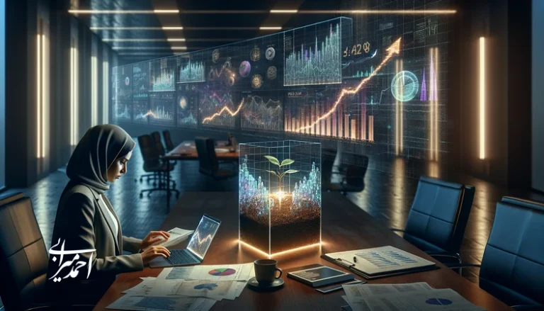 مدیر کسب‌وکار در حال تحلیل نمودارهای رشد و برندسازی برای تبدیل ایده به سازمان ارزشمند و قابل فروش