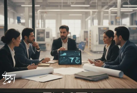 جلسه بازاریابی صنعتی برای تولید لید B2B با تمرکز بر شواهد فنی، قیف فروش و اعتمادسازی