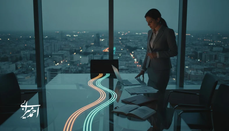 مدیر در حال تصمیم گیری درباره تصمیم های نقطه عطف مدیریت و تغییر مسیر کسب وکار