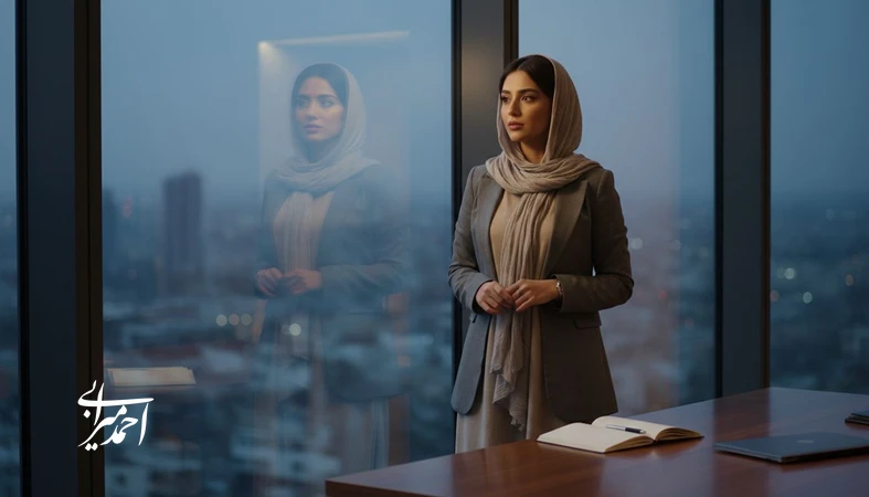 تصویر مفهومی از دختری که با باور «کافی نیستم» روبه‌روست و در مسیر خودآگاهی و ارزشمندی ذاتی قدم می‌گذارد