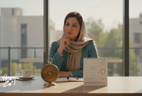 مدیر در حال تصمیم گیری روزمره با قطب نما و تقویم؛ تصویر مفهومی تبدیل ماموریت شخصی به انتخاب های عملی