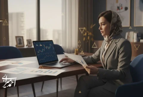 مدیر در حال تحلیل بازار برای شناسایی فرصت‌های سرمایه‌گذاری سودآور و تصمیم‌گیری هوشمندانه