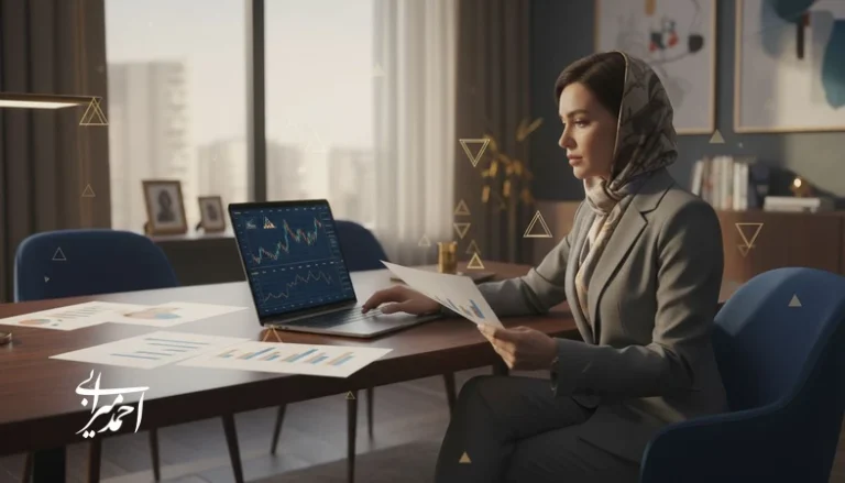 مدیر در حال تحلیل بازار برای شناسایی فرصت‌های سرمایه‌گذاری سودآور و تصمیم‌گیری هوشمندانه
