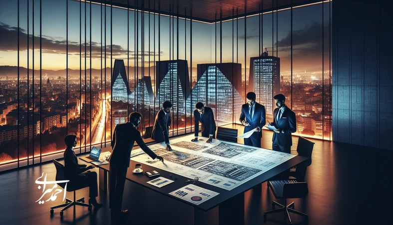 تیم توسعه پروژه ملکی در حال تحلیل ریسک و برنامهریزی برندسازی املاک در ۱۴۰۴ برای ایجاد ارزش بلندمدت دارایی