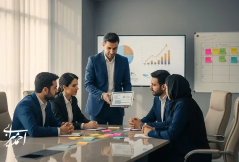 جلسه مدیریت تیم برای سیستم سازی کیفیت خدمت با چک لیست و کنترل تجربه مراجع در یک محیط کاری حرفه ای
