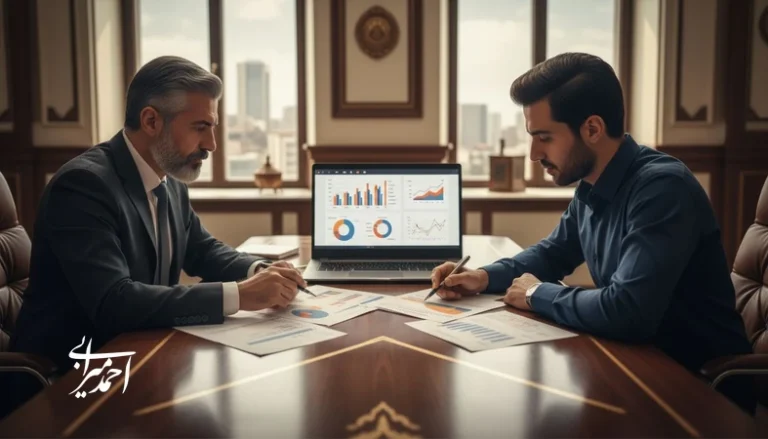 جلسه تحلیل سرمایه‌گذاری در SME با نمودارهای مالی و رویکرد داده‌محور برای تبدیل کسب‌وکارهای کوچک به موتور سودده