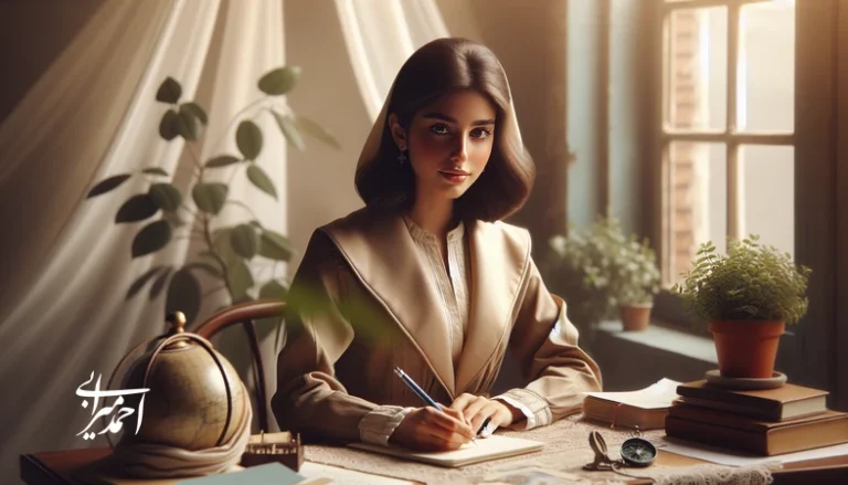 دختر جوان در حال نوشتن نامه و تقویت عزت‌نفس؛ تصویر مفهومی درباره هویت زنانه، سلامت روان و تصمیم‌گیری آگاهانه