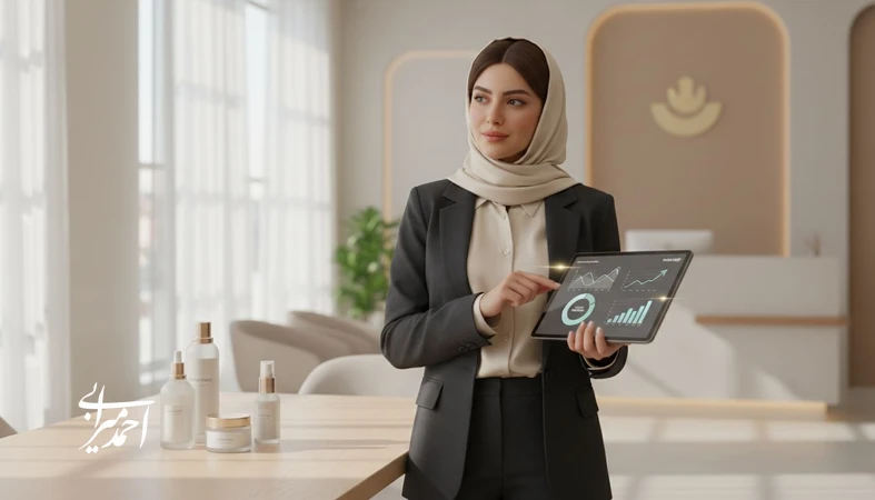 تصویر مفهومی از ساخت برند قابلاعتماد در صنعت زیبایی و سلامت با تمرکز بر تجربه مشتری و تحلیل داده